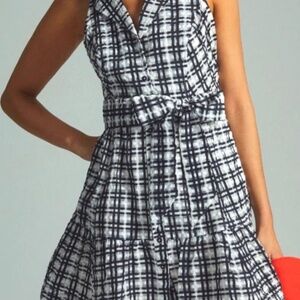 Maeve Anthropologie Halter Button Down Plaid Dress Size 4